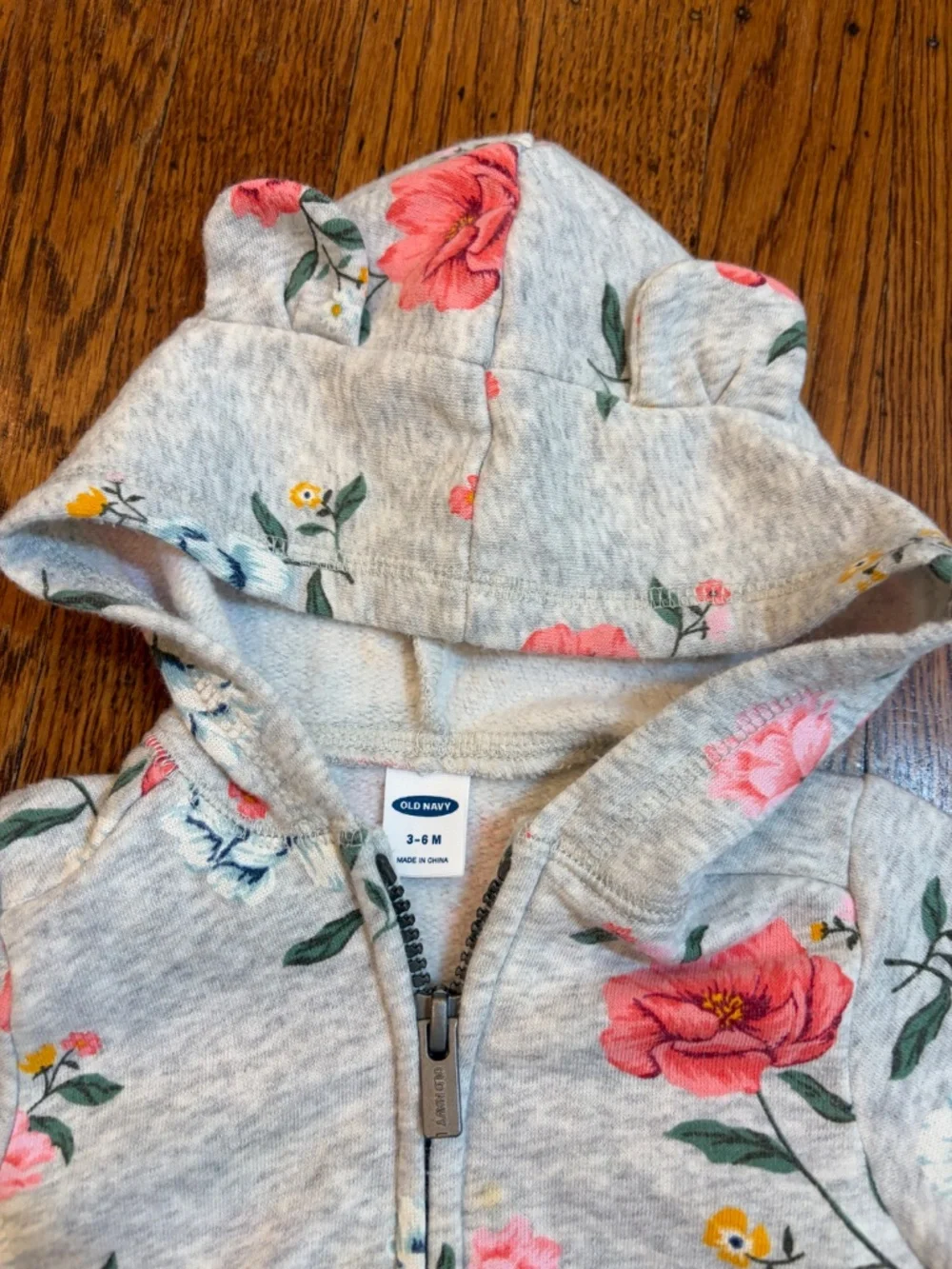 🌸 Old Navy Floral Zip Hoodie with Ears |‎ 3–6 Months 🌸